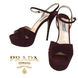 PRADA Maroon | Burgundy Suede Heels